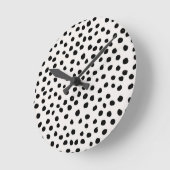 Animal Print Dots Black And White Dalmatian Runde Wanduhr (Winkel)