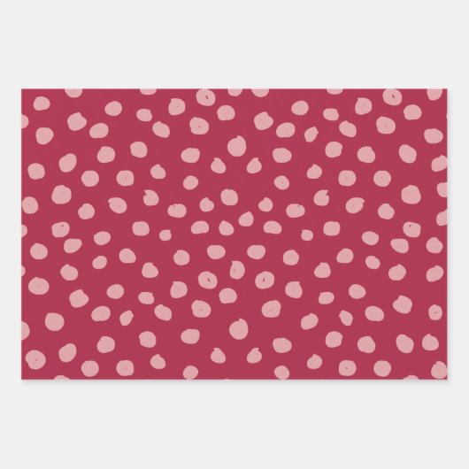 Animal Print Dots Magenta Geschenkpapier Set (Vorderseite)