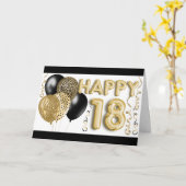Animal Print & Gold Balloons Happy 18. Geburtstag Karte (Gelbe Blume)