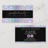 Animal Print Leopard Holographic Glitzer Salon Visitenkarte (Vorne/Hinten)