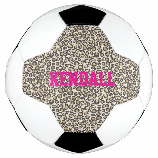 Animal Print Leopard NAME Pink Wild Chic Spaß Fußball (Vorderseite)