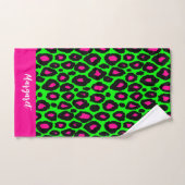 Animal print leopard neon green & custom name badhandtuch set (Handtuch)