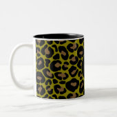 Animal print leopard olive green black initial zweifarbige tasse (Links)