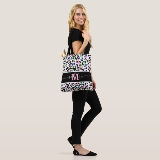 Animal Print Leopard Trendy Monogram Tasche (Am Model)