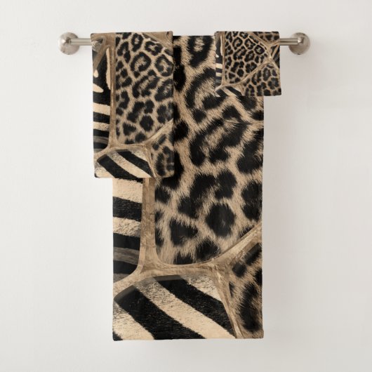 Animal Print - Leopard und Zebra - pastel gold Badhandtuch Set (Insitu)