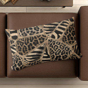 Animal Print - Leopard und Zebra - pastel gold Lendenkissen