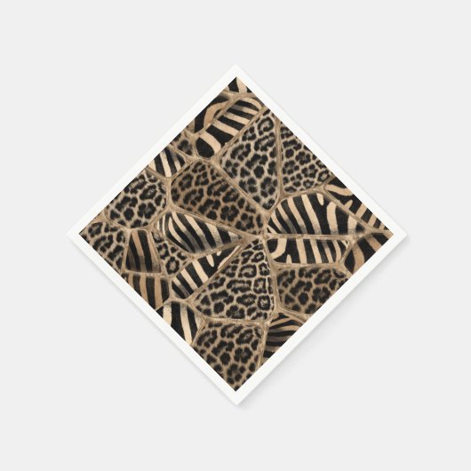 Animal Print - Leopard und Zebra - pastel gold Serviette (Ecke)