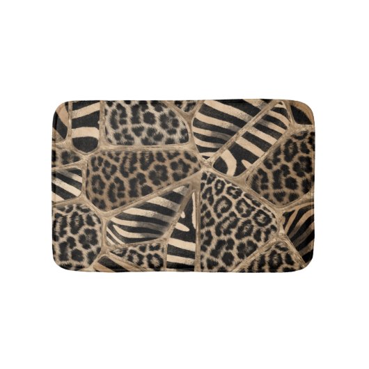 Animal Print - Leopard und Zebra - Pastellgold Badematte (Vorderseite)