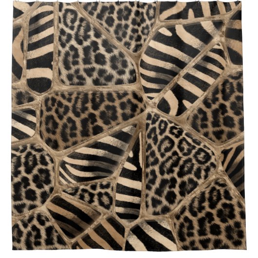 Animal Print - Leopard und Zebra - Pastellgold Duschvorhang (Vorderseite)
