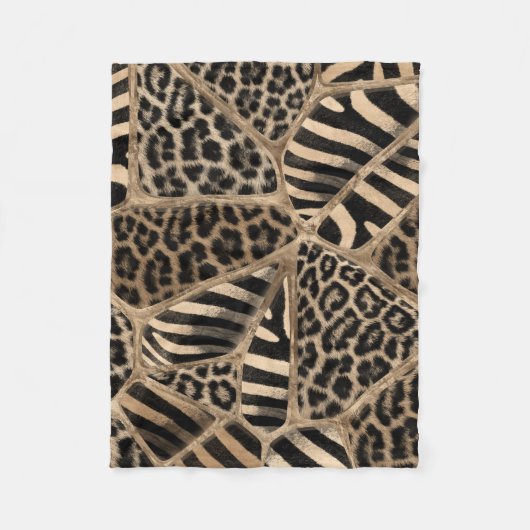 Animal Print - Leopard und Zebra - Pastellgold Fleecedecke (Vorderseite)