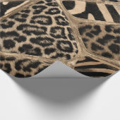 Animal Print - Leopard und Zebra - Pastellgold Geschenkpapier (Ecke)