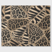 Animal Print - Leopard und Zebra - Pastellgold Geschenkpapier (Flach)