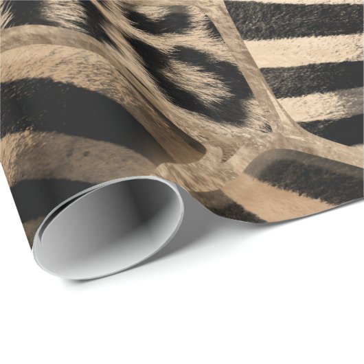 Animal Print - Leopard und Zebra - Pastellgold Geschenkpapier (Rolleneckpunkt)