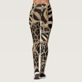 Animal Print - Leopard und Zebra - Pastellgold Leggings (Rückseite)