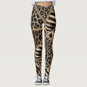 Animal Print - Leopard und Zebra - Pastellgold Leggings (Vorderseite)