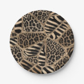 Animal Print - Leopard und Zebra - Pastellgold Pappteller (Vorderseite)