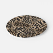 Animal Print - Leopard und Zebra - Pastellgold Pappteller (Schrägansicht)