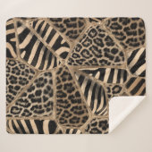 Animal Print - Leopard und Zebra - Pastellgold Sherpadecke (Vorderseite (Horizontal))