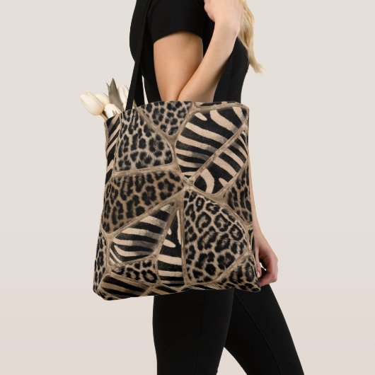 Animal Print - Leopard und Zebra - Pastellgold Tasche (Von Nahem)