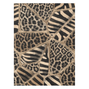 Animal Print - Leopard und Zebra - Pastellgold Tischdecke