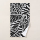 Animal Print - Leopard und Zebra - Silber Badhandtuch Set (Handtuch)