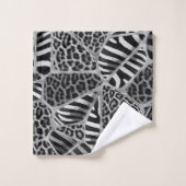 Animal Print - Leopard und Zebra - Silber Badhandtuch Set (Waschlappen)