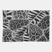 Animal Print - Leopard und Zebra - Silber Geschirrtuch (Horizontal)