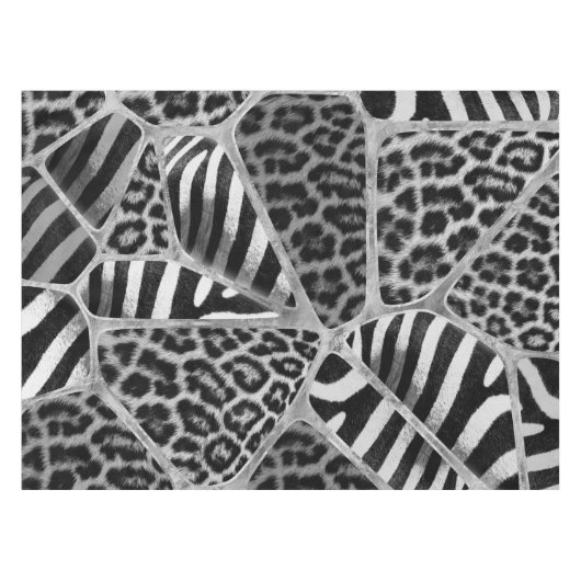 Animal Print - Leopard und Zebra - Silber Tischdecke (Vorderseite (Horizontal))