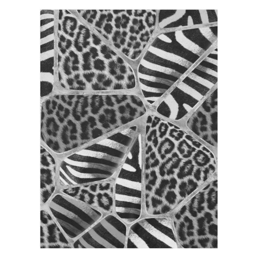 Animal Print - Leopard und Zebra - Silber Tischdecke (Vorderseite)