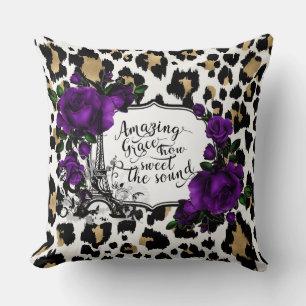 Animal Print Lila Floral Paris Pillow Kissen