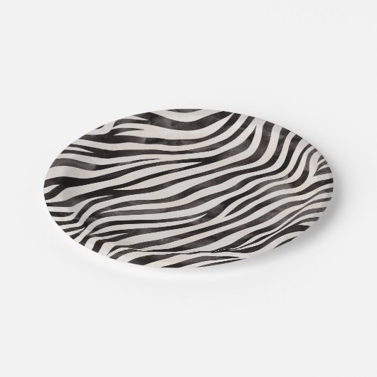 Animal Print Modern Blau & White Brautparty Pappteller (Schrägansicht)