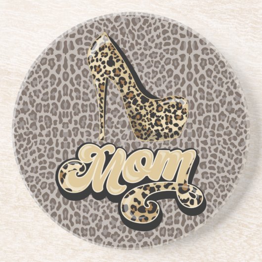 Animal Print MOM Designer Sand Stone Coaster Getränkeuntersetzer (Vorne)