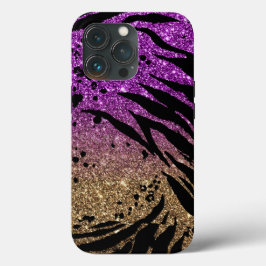 Animal Print on Purple & Gold Glitter Case-Mate iPhone Hülle