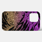 Animal Print on Purple & Gold Glitter Case-Mate iPhone Hülle (Rückseite (Horizontal))