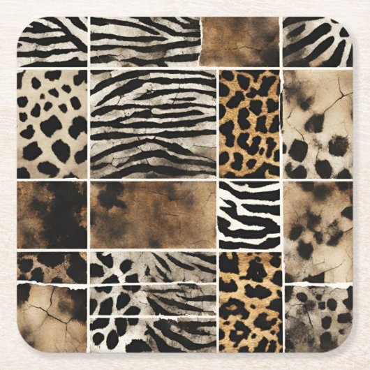 Animal Print - Paper Coasters Rechteckiger Pappuntersetzer (Vorderseite)