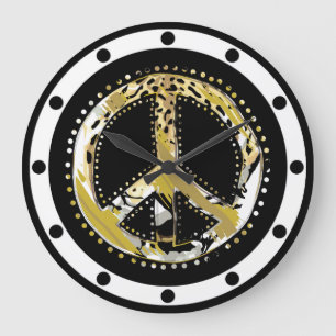 Animal Print Peace Schild I + Ihr Backgr. Ideen Große Wanduhr