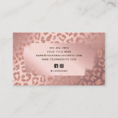 Animal Print Rose Gold Glam Glitzer Social Media Visitenkarte (Rückseite)