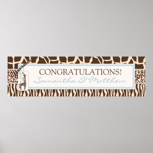 Animal Print Safari & Giraffe Baby Shooting Banner Poster (Vorne)