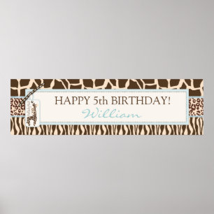 Animal Print Safari & Giraffe Geburtstagsbanner Poster