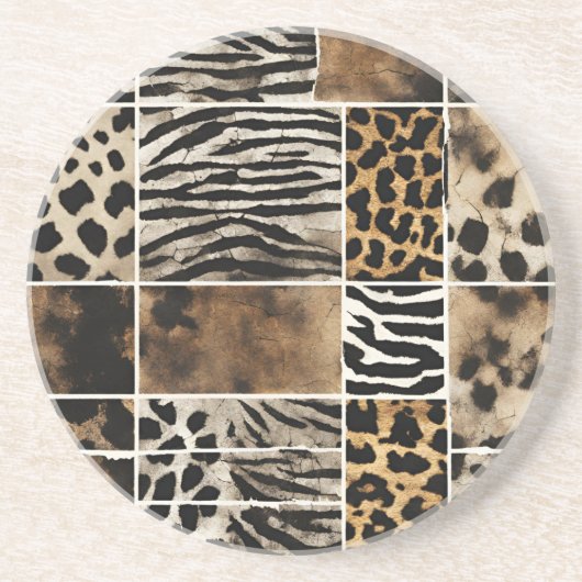 Animal Print - Sand Stone Coaster Getränkeuntersetzer (Vorne)