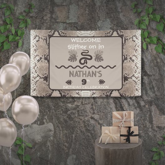 Animal Print Schlange Taupe Geburtstag Banner