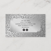 Animal Print Silver Glam Glitzer Social Media Visitenkarte (Rückseite)