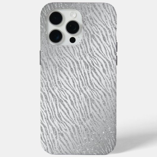 Animal Print Silver Glitzer Glam Case-Mate iPhone Hülle (Rückseite)