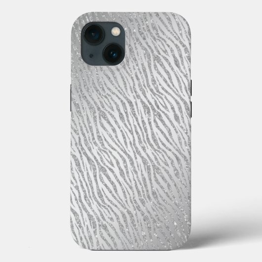 Animal Print Silver Glitzer Glam Case-Mate iPhone Hülle (Rückseite)