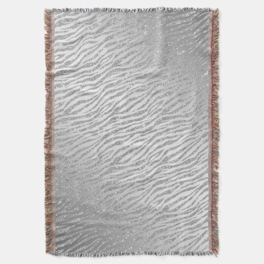 Animal Print Silver Glitzer Glam Decke (Vorderseite Vertikal)
