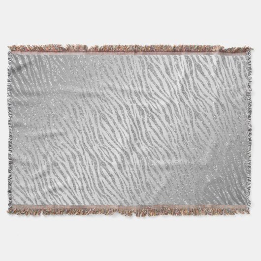 Animal Print Silver Glitzer Glam Decke (Vorderseite)
