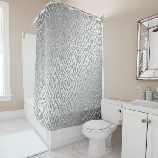 Animal Print Silver Glitzer Glam Duschvorhang (Beispiel)