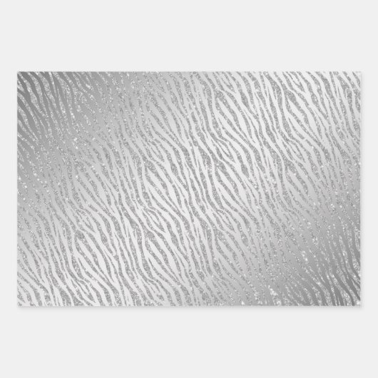 Animal Print Silver Glitzer Glam Geschenkpapier Set (Vorderseite 3)