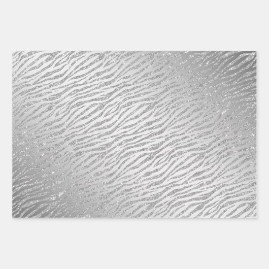 Animal Print Silver Glitzer Glam Geschenkpapier Set (Vorderseite 2)