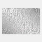 Animal Print Silver Glitzer Glam Geschenkpapier Set (Vorderseite)
